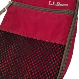 Vtg LL Bean Soft Lunch Box Bag Insulated Full Zip Front Pocket Handle Red 9"